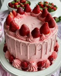 Saftiger Erdbeer Kuchen mit cremiger Buttercreme