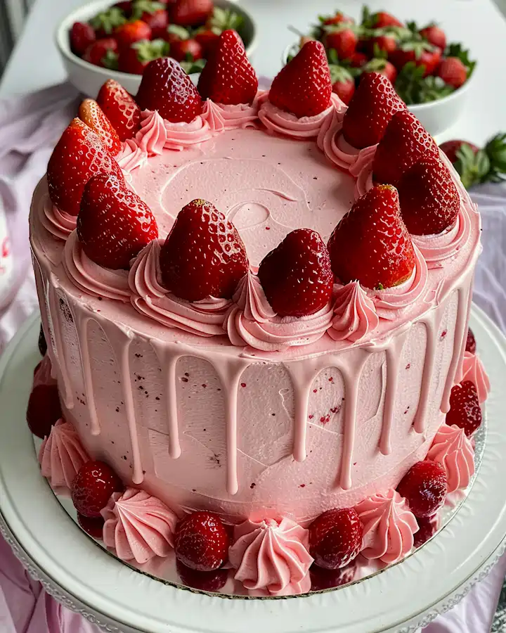Saftiger Erdbeer Kuchen mit cremiger Buttercreme 2 Saftiger Erdbeer Kuchen mit cremiger Buttercreme