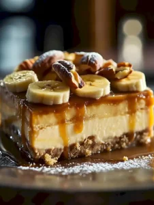 Bananen-Karamell-Erdnussbutter Käsekuchen ohne Backen 7 Bananen-Karamell-Erdnussbutter Käsekuchen ohne Backen
