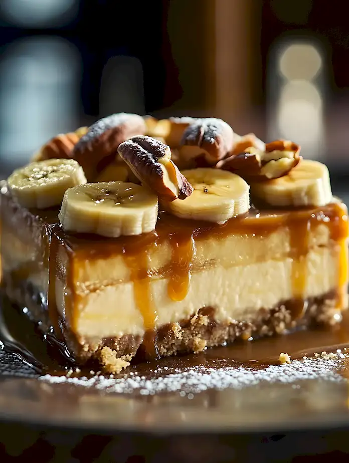 Bananen-Karamell-Erdnussbutter Käsekuchen ohne Backen 2 Bananen-Karamell-Erdnussbutter Käsekuchen ohne Backen