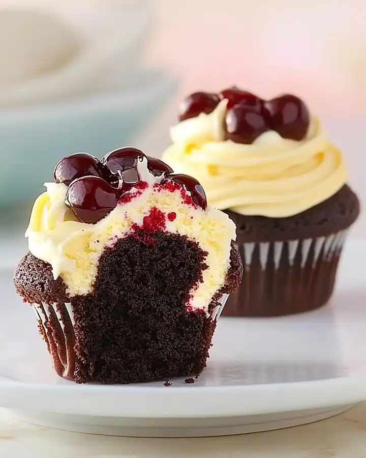 Donauwellen Muffins Rezept mit cremigem Vanillepudding 2 Donauwellen Muffins Rezept mit cremigem Vanillepudding