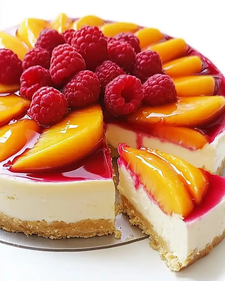 Fruchtiger Pfirsich-Himbeer-Käsekuchen: Sommerlicher Genuss 2 Fruchtiger Pfirsich-Himbeer-Käsekuchen: Sommerlicher Genuss