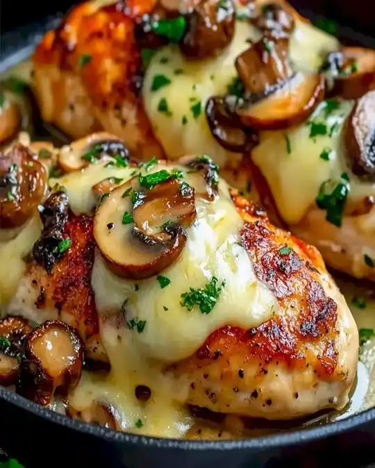 Gefüllte Hähnchenbrust mit Käse, Knoblauch und Pilzen 2 Gefüllte Hähnchenbrust mit Käse, Knoblauch und Pilzen