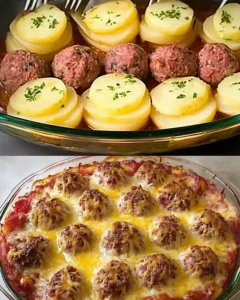 Herzhafte Hackbällchen mit Ofenkartoffeln wie bei Oma