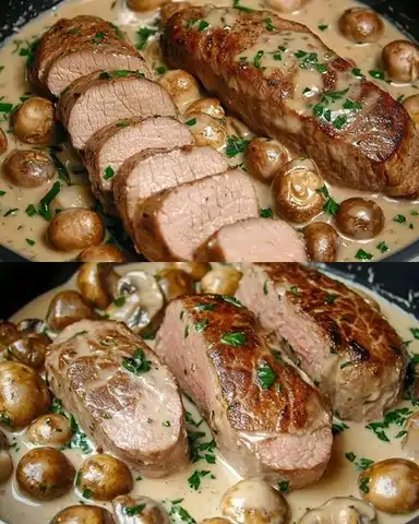 Schnelle Filetpfanne mit Champignons für die Familie 2 Schnelle Filetpfanne mit Champignons für die Familie