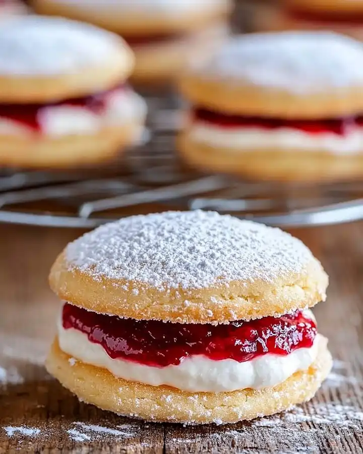 Zarte Himbeerküsschen mit cremiger Butterfüllung 2 Zarte Himbeerküsschen mit cremiger Butterfüllung