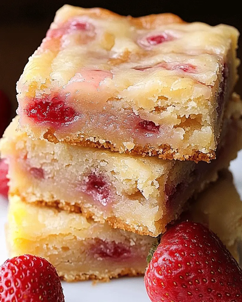 Erdbeer-Zitronen Blondies Süße Riegel für Genießer 2 Erdbeer-Zitronen Blondies Süße Riegel für Genießer