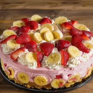 Himmlischer Erdbeer-Bananen-Cheesecake Glück für Genießer 1 Himmlischer Erdbeer-Bananen-Cheesecake Glück für Genießer