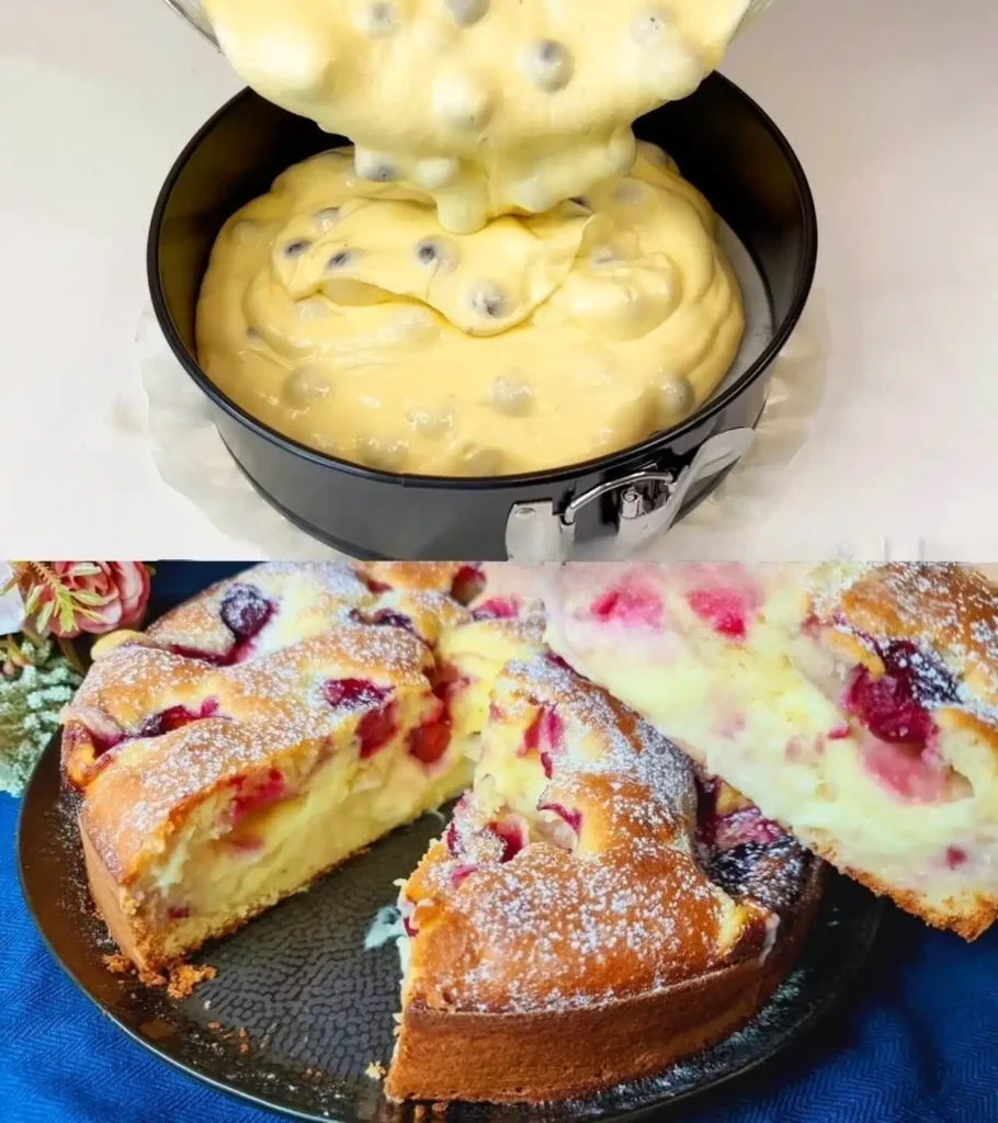Saftiger Kirschkuchen mit Vanillepudding Einfach Backen