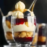 Amarettomousse mit Pflaumenkompott im Glas