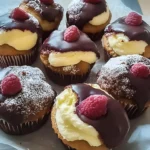 Donauwellen Muffins mit cremigem Vanillepudding