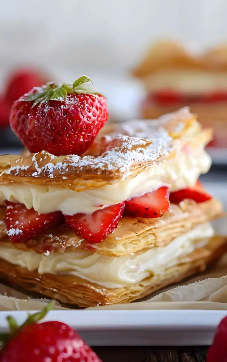 Einfacher Erdbeer-Napoleon mit Frischkäse 1 Einfacher Erdbeer-Napoleon mit Frischkäse