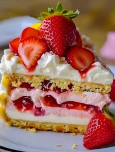 Erdbeer Käsekuchen ohne Backen mit Butterkeksboden