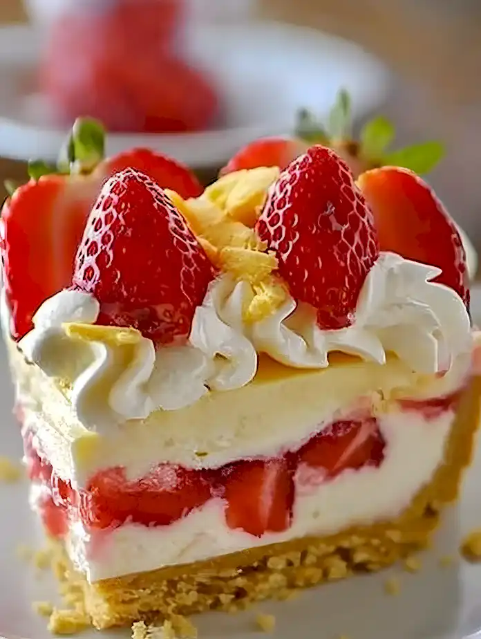Erdbeer-Käsekuchen ohne Backen mit Keksboden