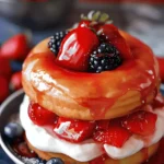 Schnelle Erdbeer-Donut-Shortcakes mit Sahne