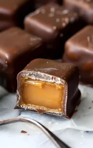 Selbstgemachte Schokolade Karamell Pralinen