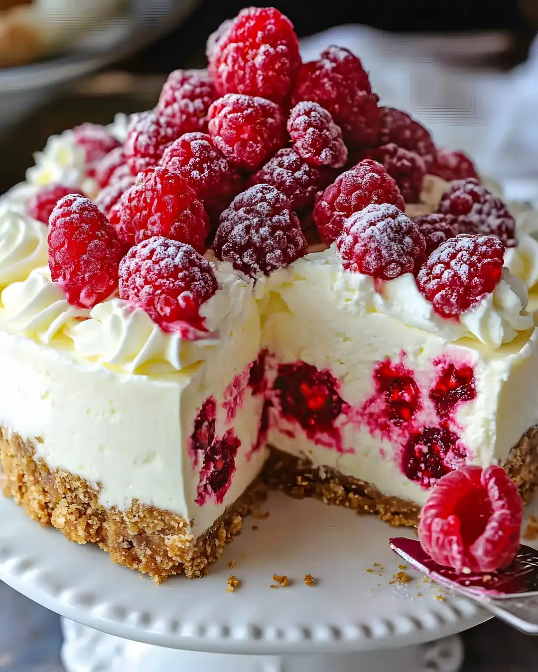 Weißer Schokoladen Himbeer Käsekuchen ganz einfach