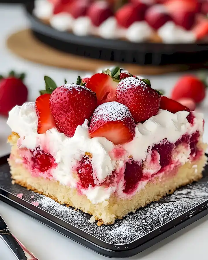 Einfacher Erdbeer-Shortcake-Poke-Cake 4 Einfacher Erdbeer-Shortcake-Poke-Cake