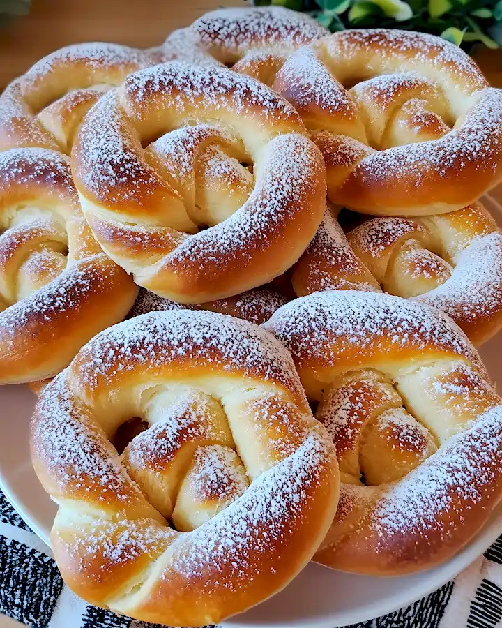 Fluffige selbstgemachte Krapfen aus einfachem Hefeteig 2 Krapfen Rezept