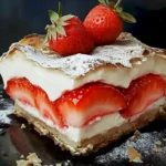 Fruchtige Erdbeer-Sahne-Schnitten mit knackigen Walnüssen und Schokolade