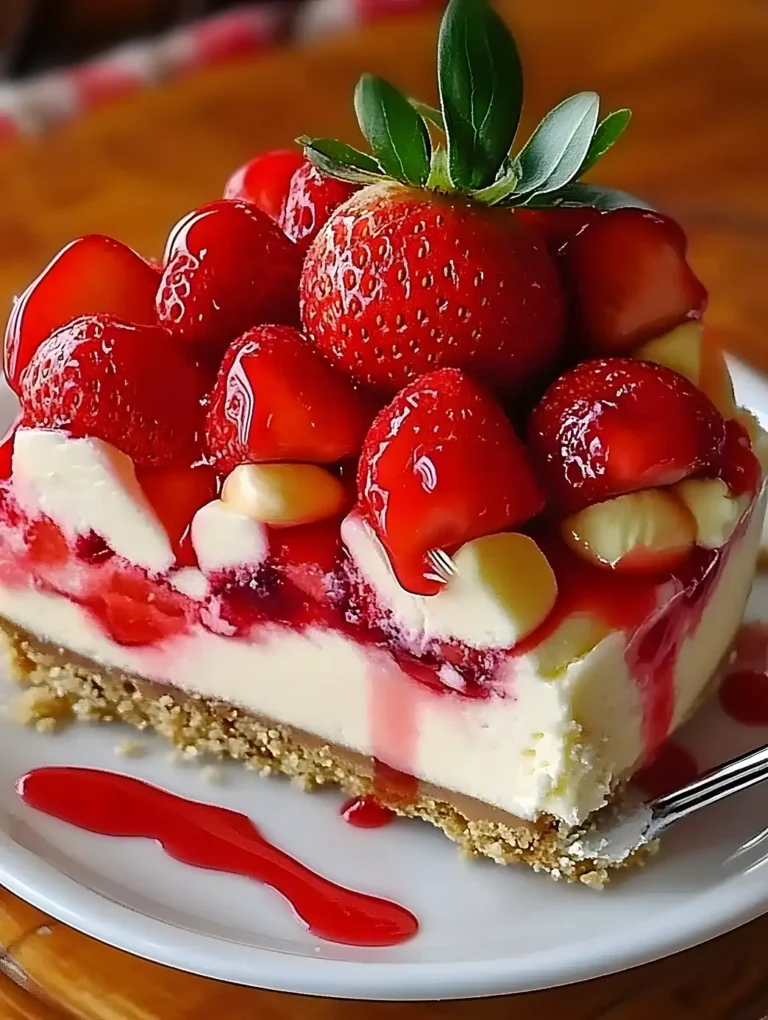 Fruchtiger Erdbeer Käsekuchen ohne Backen für heiße Sommertage