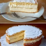 Pudding Schneekuchen mit cremigem Quarkboden