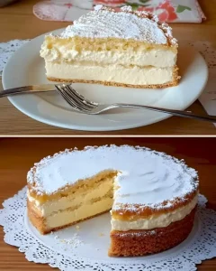 Pudding Schneekuchen mit cremigem Quarkboden