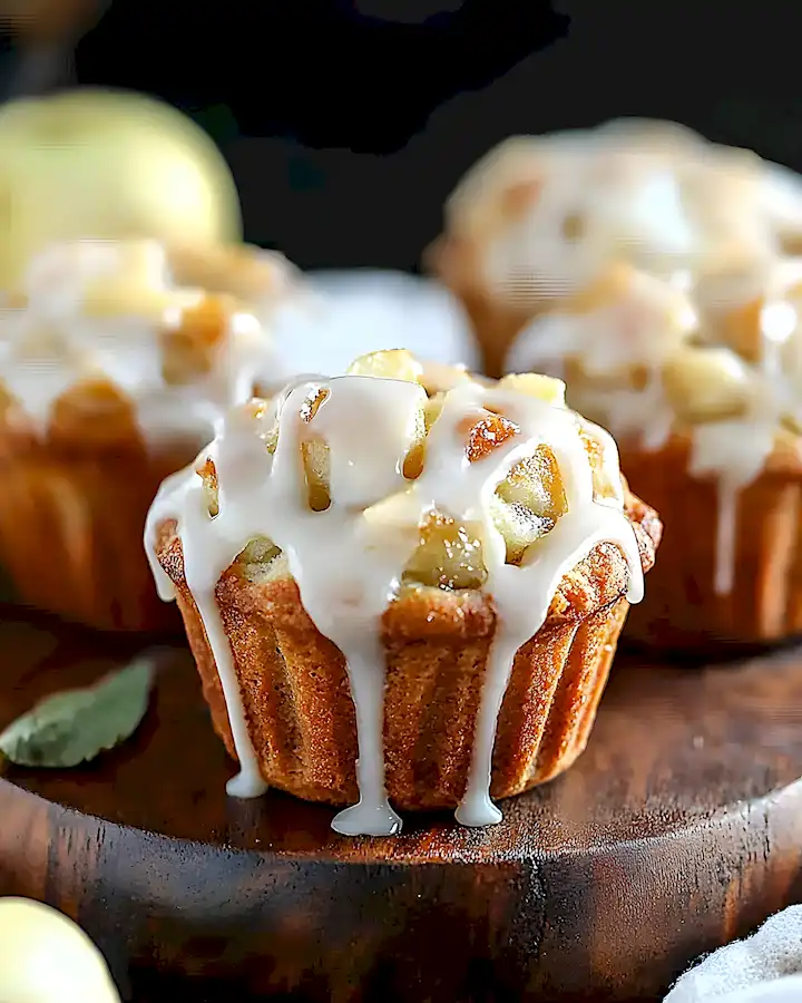 Saftige Apfel Muffins mit süßem Zuckerguss