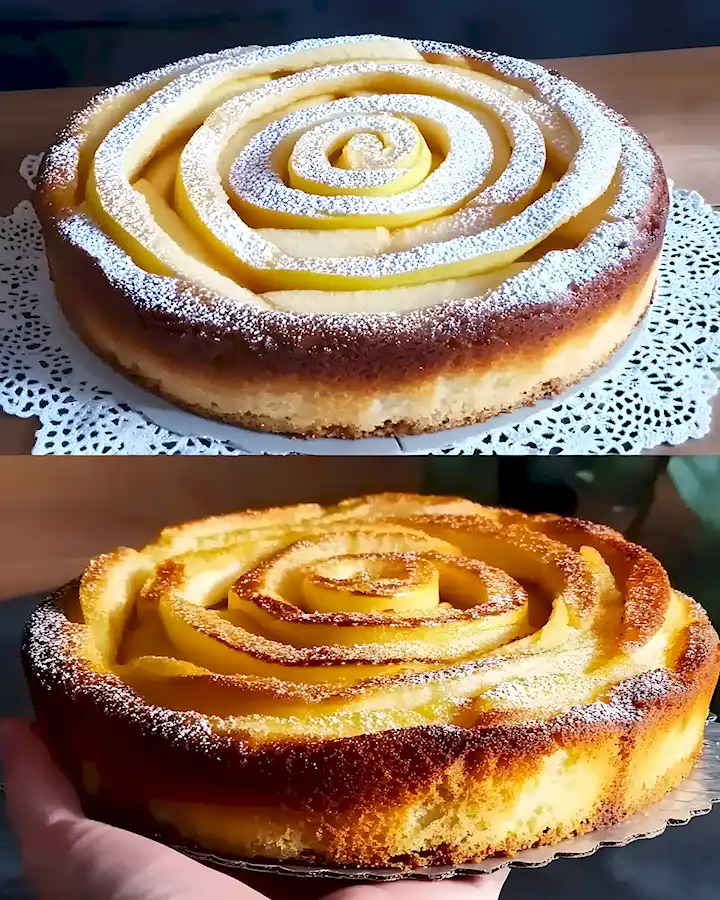 Saftiger Apfelkuchen mit cremigem Vanillepudding