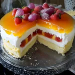 Saftiger Mandarinensahnekuchen mit Tortenguss