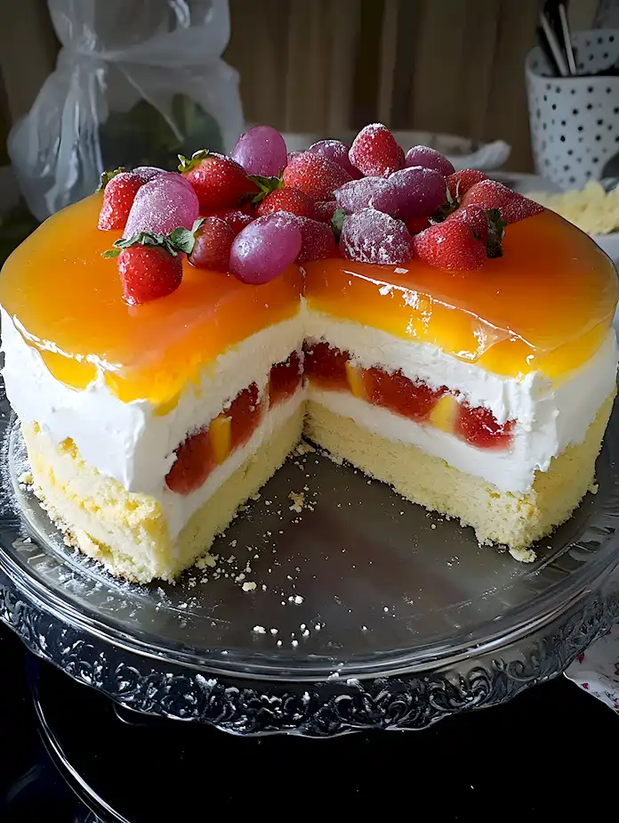 Saftiger Mandarinensahnekuchen mit Tortenguss 3 Saftiger Mandarinensahnekuchen mit Tortenguss