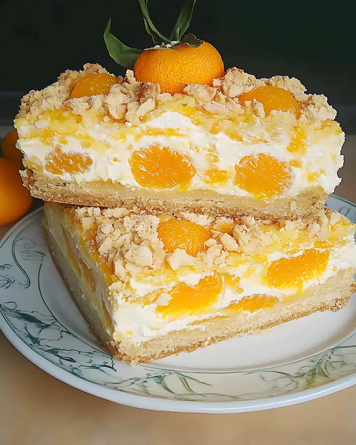 Saftiger Streuselkuchen mit Mandarinen und Schmand