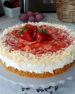 Schnelle Philadelphiatorte mit Kirschen und Mandeln