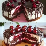 Stracciatella Kirsch Torte mit Schokostückchen
