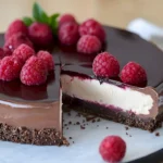 Super Schoko-Käsekuchen mit Himbeeren