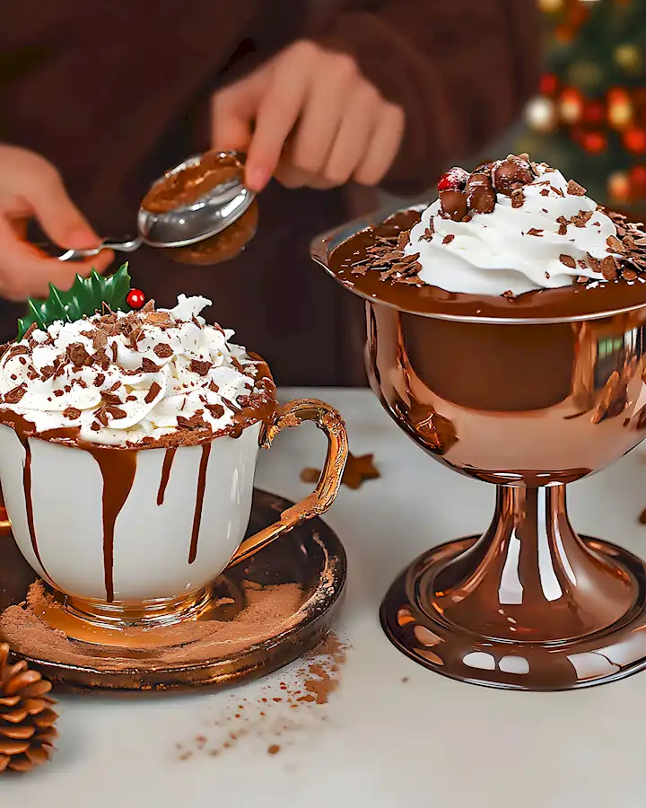 Weihnachtliche Heiße Schokolade mit Sahne