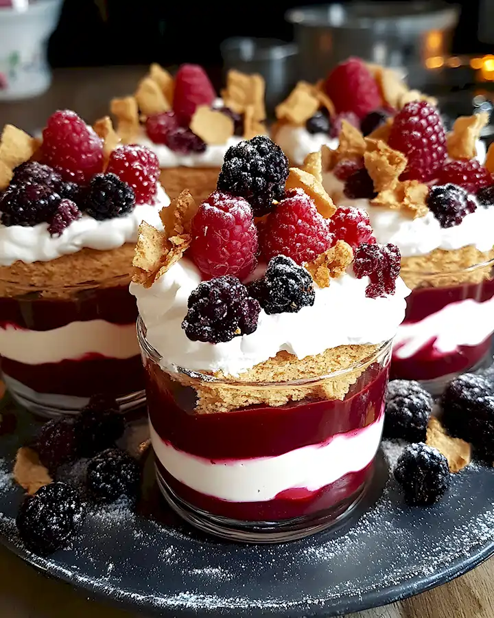 Weihnachtliches Schichtdessert mit Löffelbiskuits 2 Einfaches Schichtdessert mit Mascarpone und Früchten