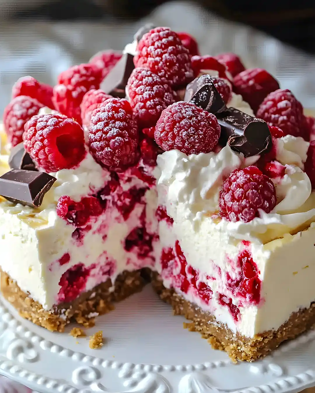 Weißer Schokoladen-Himbeer-Käsekuchen ganz einfach