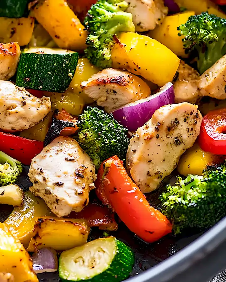 Ein-Pfannen-Hühnchen mit Gemüse