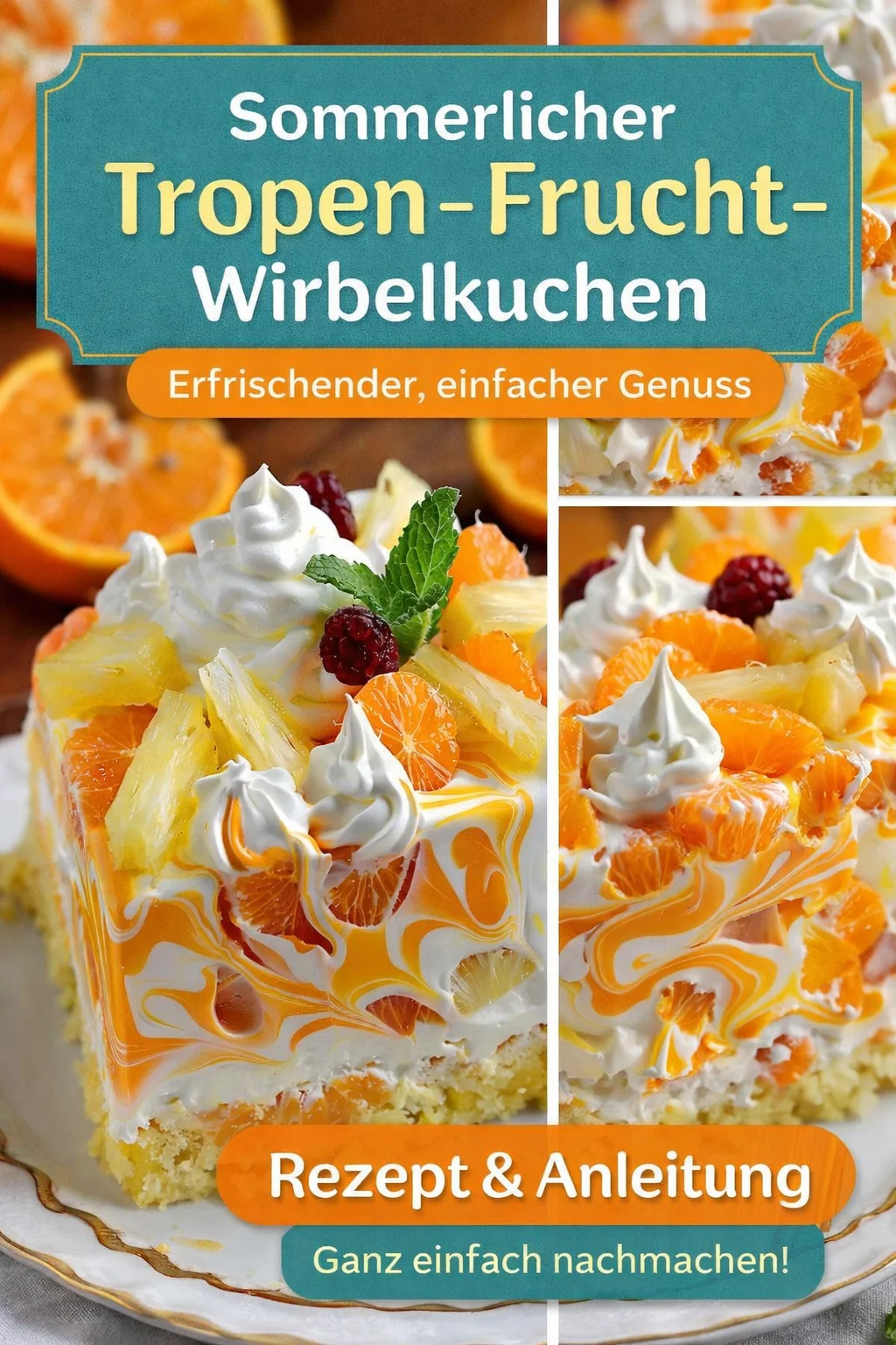 Erfrischender Ananas-Orangen Käsekuchen ohne Backen für heißen Sommertage - Dieser köstliche Ananas-Orangen Käsekuchen ohne Backen ist der perfekte Sommergenuss! Mit cremigem Frischkäse, spritziger Orange und süßer Ananas ist er super einfach zuzubereiten und passt ideal auf jede Kaffeetafel oder Grillparty. Holen Sie sich dieses erfrischende Dessert-Rezept und beeindrucken Sie Ihre Gäste! Jetzt ausprobieren! #Käsekuchen #OhneBacken #Sommersnack