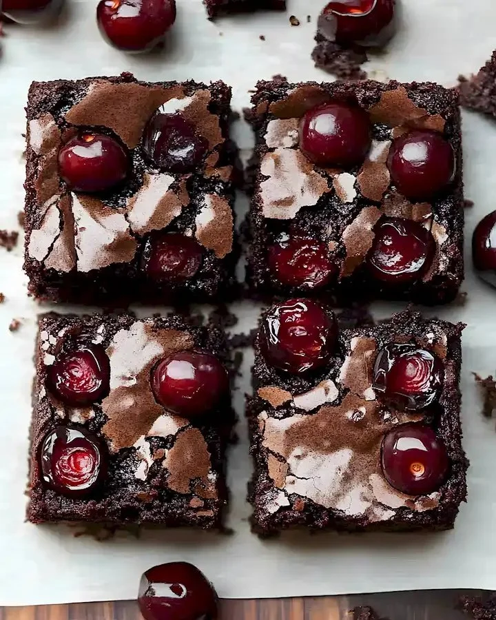 Saftige geröstete Kirsch-Brownies mit Schokoladenglasur