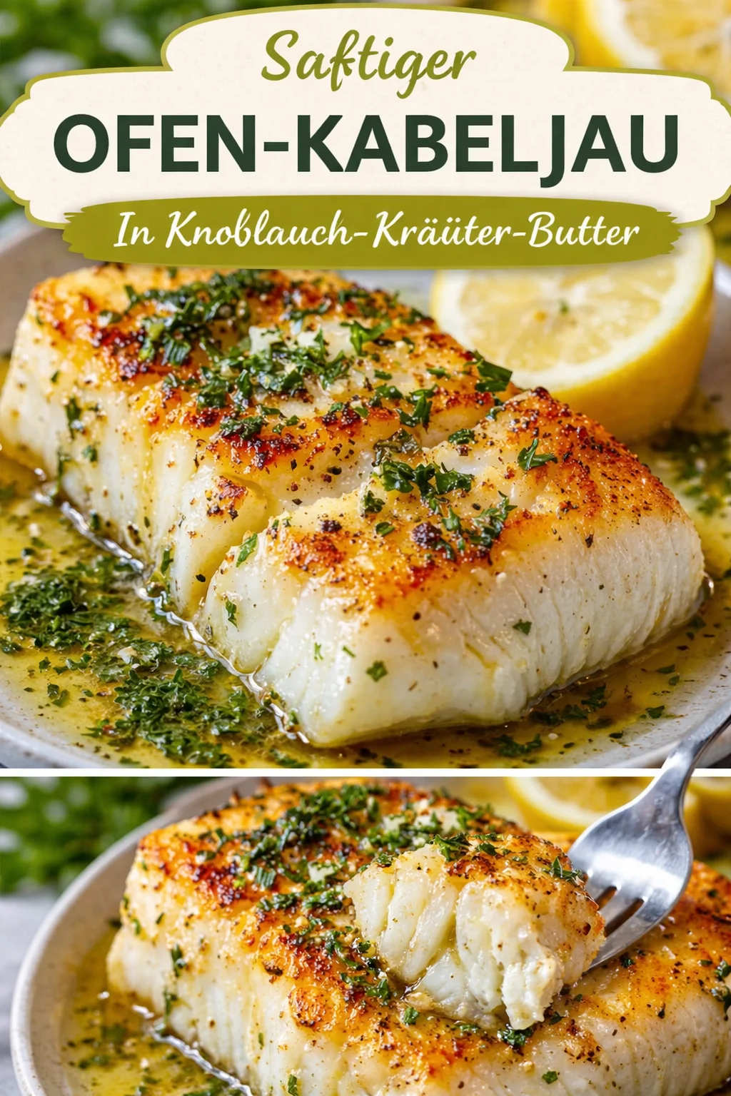 Goldgebratener Kabeljau mit Kräuterbuttersauce | Einfach und Lecker - Entdecken Sie das perfekte Rezept für goldgebratenen Kabeljau mit Kräuterbuttersauce! Einfach und schnell zubereitet, bringt dieses Gericht die frischen Aromen des Meeres auf den Tisch. Ideal für ein schnelles Dinner oder um Gäste zu beeindrucken. Lassen Sie Ihr Kochen zum Genuss werden! Probieren Sie es jetzt aus! #Kabeljau #Fischrezept #SchnelleGerichte