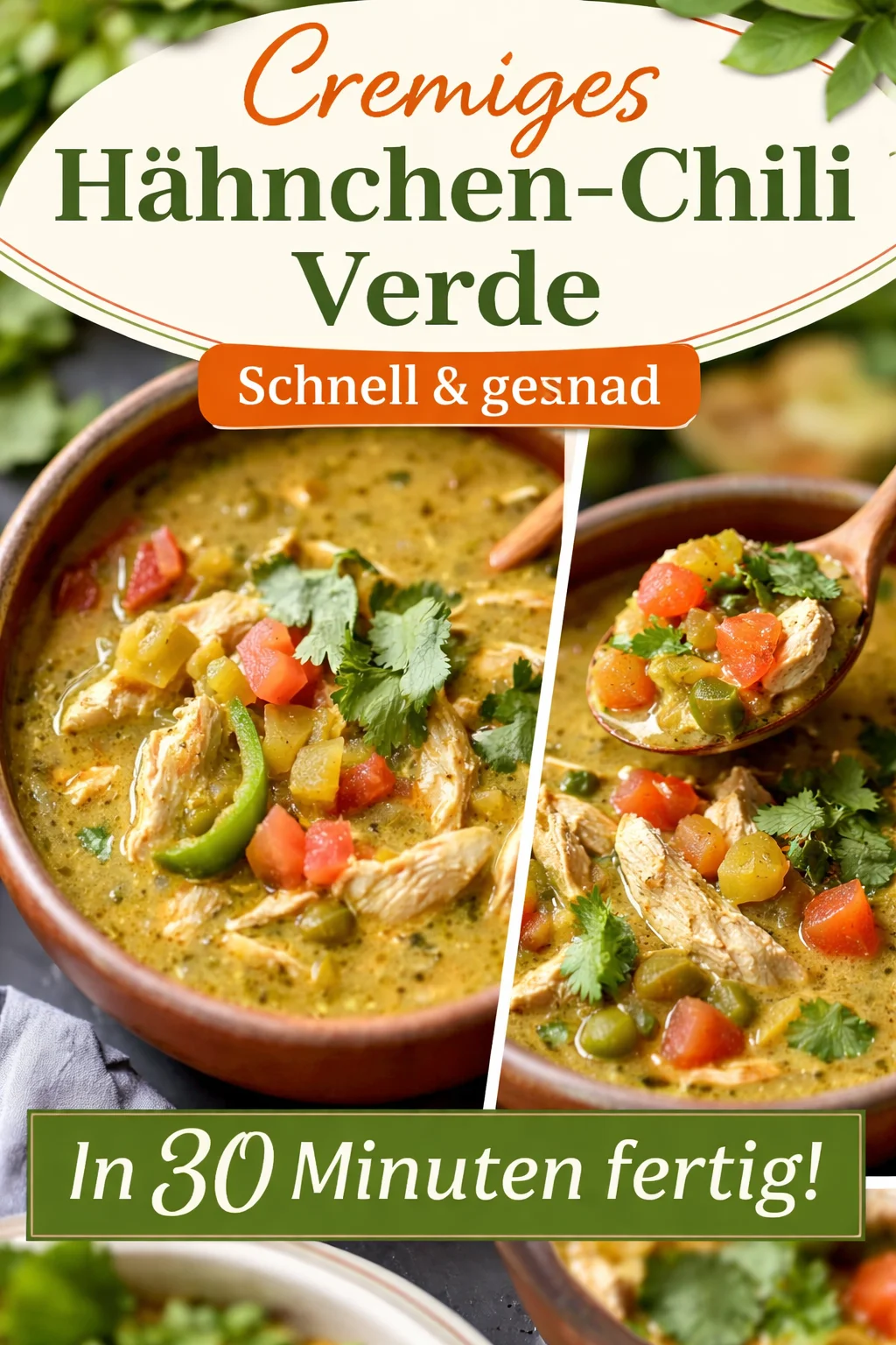 Herzhafte Grüne Enchilada-Hühnchen-Suppe – einfach und vegan