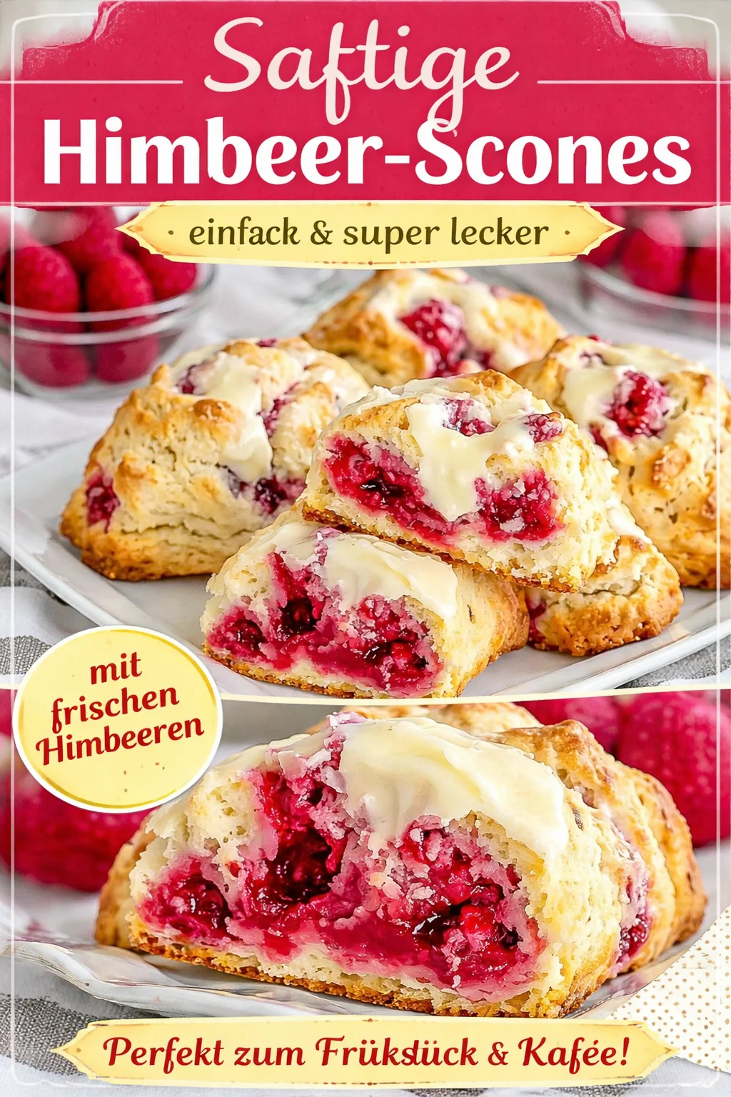Himbeer-weiße Schokolade Scones: Ein himmlisches Rezept - Entdecke das beste Rezept für Himbeer-weiße Schokolade Scones! Diese köstlichen Scones vereinen die Frische von saftigen Himbeeren mit der zarten Süße weißer Schokolade und sind perfekt für dein nächstes Frühstück, Brunch oder nachmittägliches Snackvergnügen. Probiere es aus und genieße deine neuen Lieblingsscones! Teile dein Ergebnis mit uns! #SconesRezept #Backen #Nachmittagskaffee