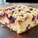 Kirsch-Streusel mit Vanille-Pudding auf einem Teller serviert