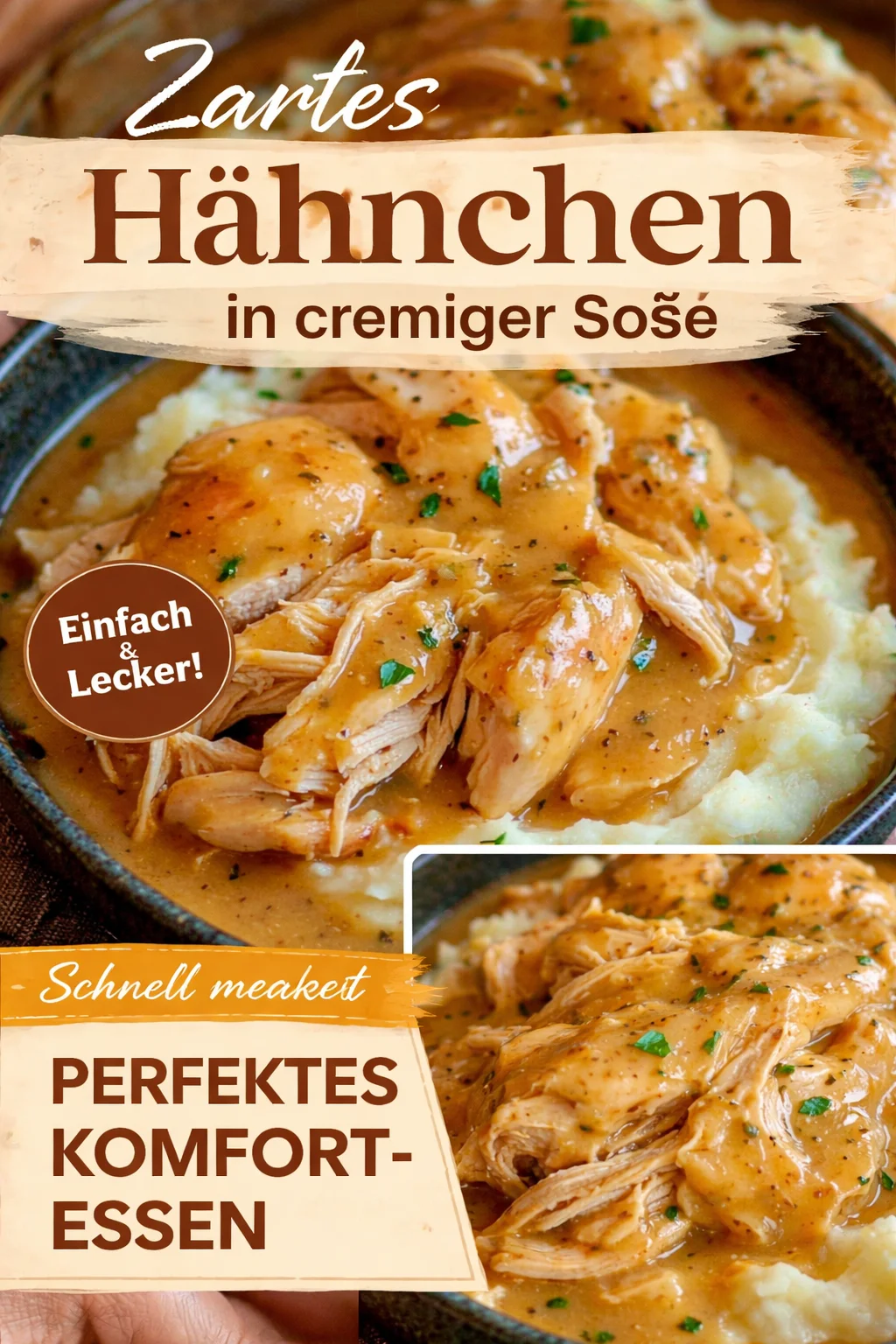 Langsam gegarte Hähnchenbrust mit cremiger Soße – Ein einfaches Rezept
