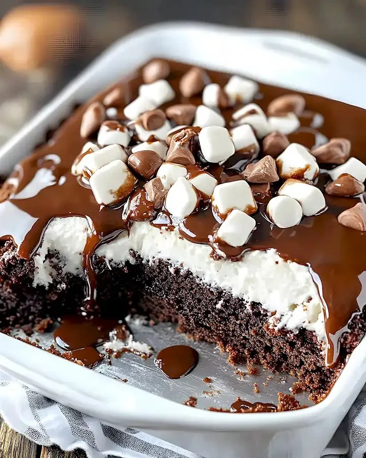 Schokoladiger Mississippi Mud Poke Cake mit köstlicher Glasur
