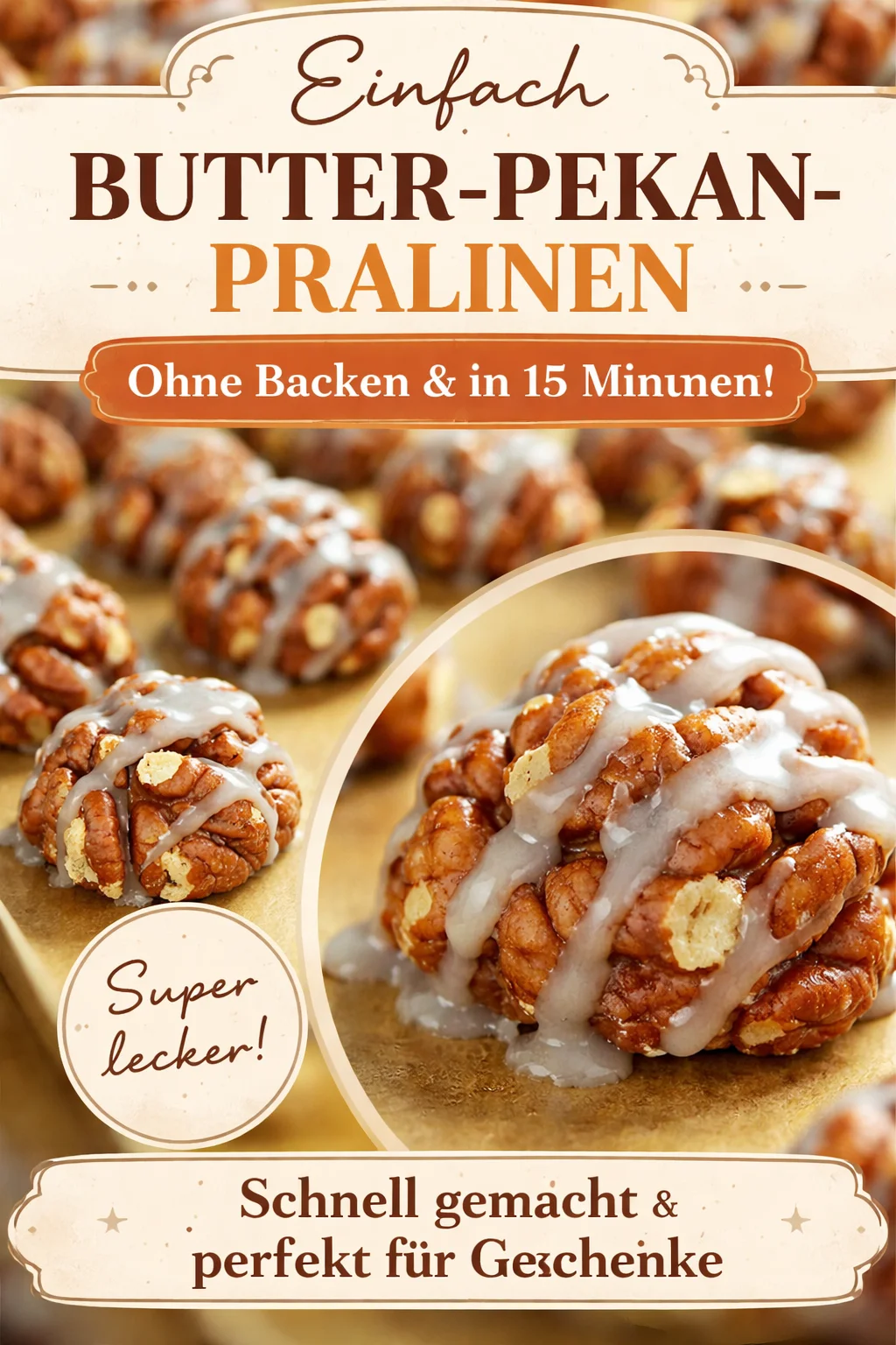 Neuer-Orleans-Pekannuss-Happen: Verwöhnung für den Gaumen - Entdecken Sie die himmlischen Neuer-Orleans-Pekannuss-Happen! Diese dekadente Süßigkeit kombiniert perfekt geröstete Pekannüsse mit süßem Karamell und reiner Schokolade. Ideal für Feiern oder einfach für den eigenen Genuss. Machen Sie jetzt Ihr eigenes Stück Südstaaten-Tradition! Probieren Sie unser einfaches Rezept aus und lassen Sie sich verwöhnen. #Pekannüsse #Dessert #Süßigkeit