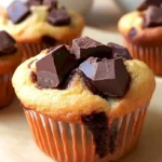 Saftige Joghurt-Muffins mit großen Schokostücken auf einem Teller