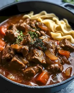 Schweizer Rindfleisch im Dutch Oven zubereitet